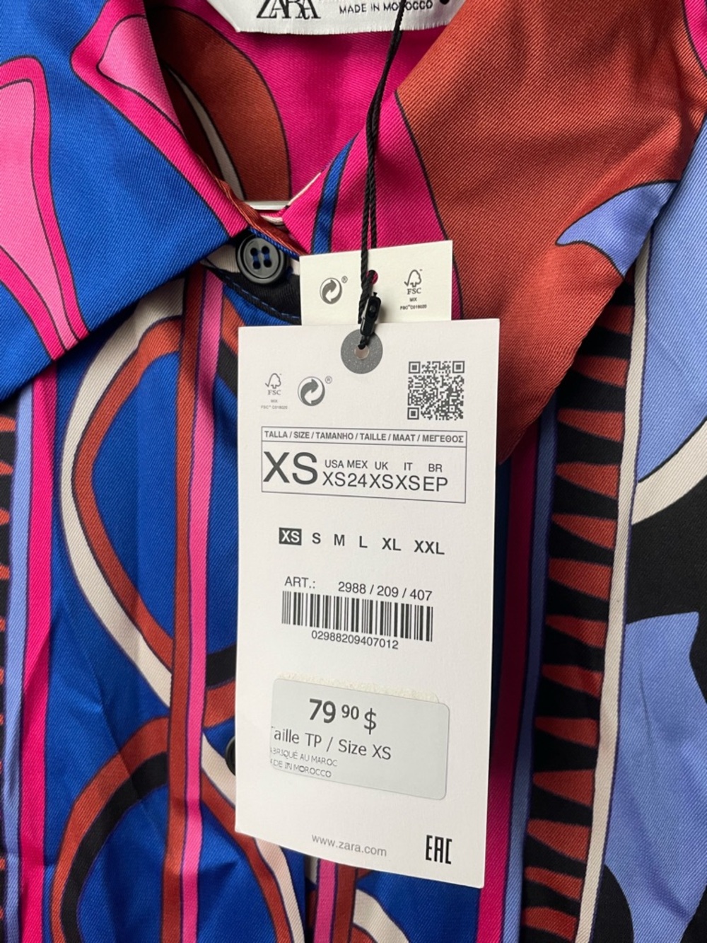 Zara Colorblock Pink, Blue & Black Geometric Button-Down Shirt - Picture 4 of 7
